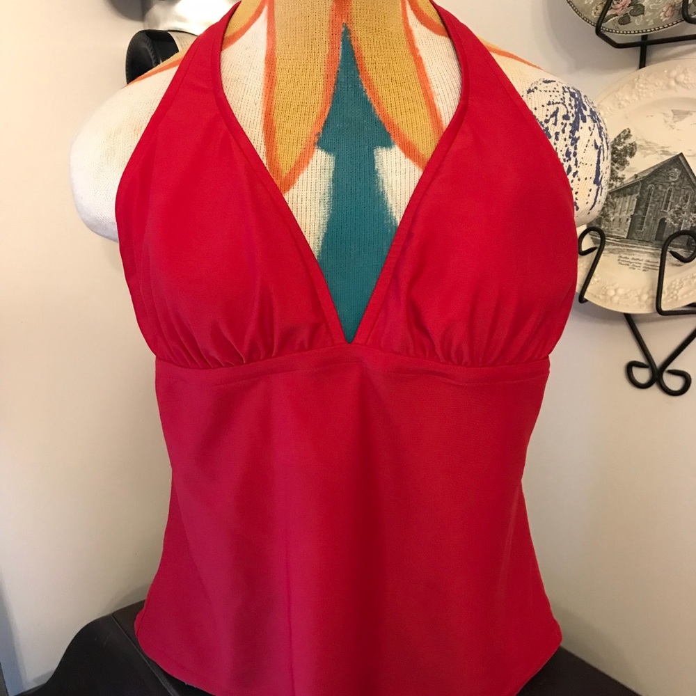 Red Halter Tankini Top - Women's Swim Bikini